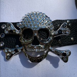 💃🏼Rhinestone Skull & Crossbones Stretch Belt